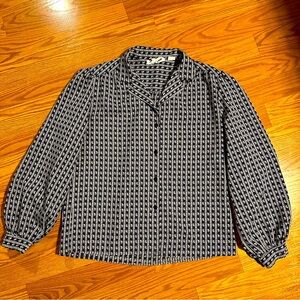 Vintage Lady Manhattan Navy & Purple Paisley Button Down size 16